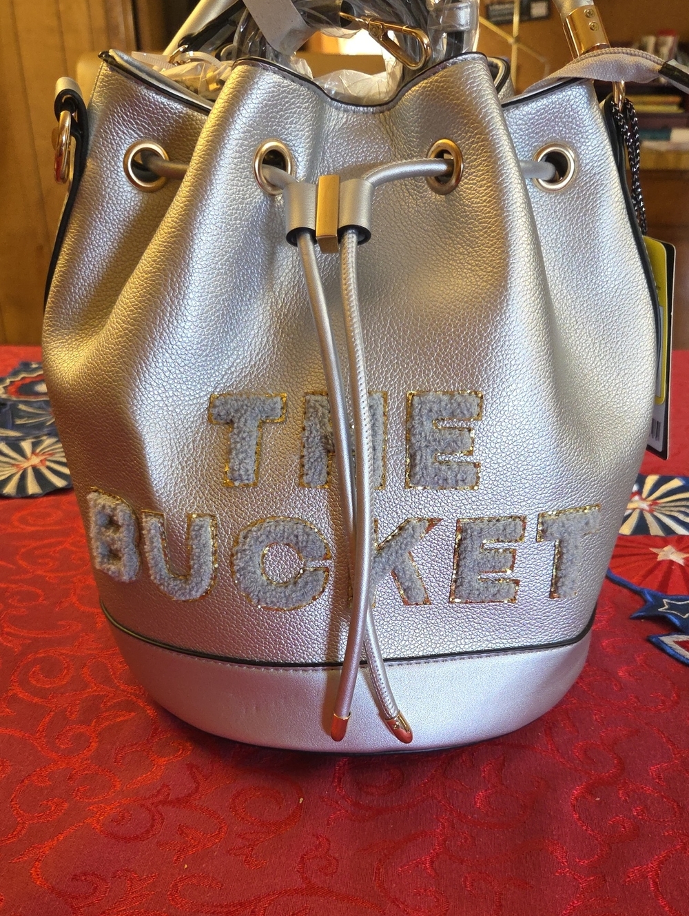 Silver 'The Bucket' Drawstring Bucket Bag